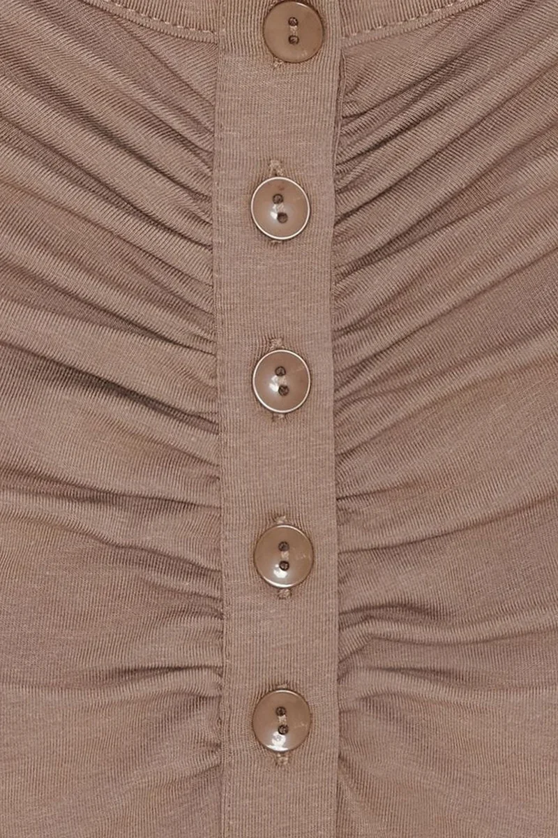 Dilvin Beige Natural DILVIN Slim-fit Boat Neck Bodysuit Blouse for Women | Best Price UAE