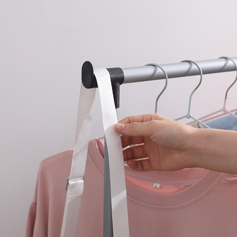 DWELLIT DWELLIT Multifunctional Rolling Clothes Rack with storage space for home and office portable wardrobe Black Gray single rod 4 Wheels 22mm Baked paint tubes Black Gray Single Rod - Image 5