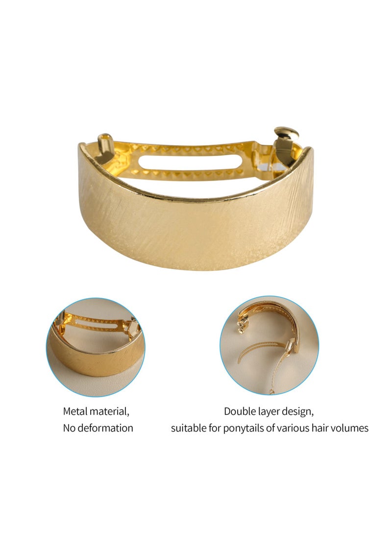 KASTWAVE 2 Pcs Women Semicircle Ponytail Hair Clips, Fashion Women Barrettes Ponytail Cuff, Metal Spring Hair Clips Barrette Accessories for Women Girls Hair Jewelry, Gold & Silver - Image 2