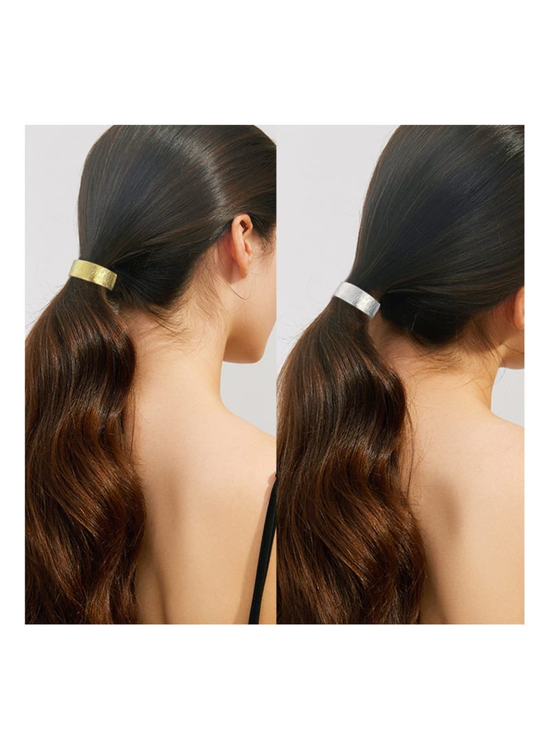 KASTWAVE 2 Pcs Women Semicircle Ponytail Hair Clips, Fashion Women Barrettes Ponytail Cuff, Metal Spring Hair Clips Barrette Accessories for Women Girls Hair Jewelry, Gold & Silver - Image 3