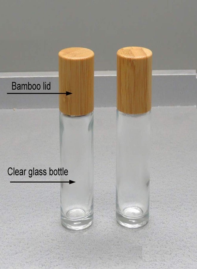 lasenersm 4 Pieces Roll On Bottles 15ml Clear Glass Roller Bottles with Bamboo Lid Empty Refillable Essential Oil Roller Bottles with Stainless Steel Roller Ball and 1 Piece 3ml Dropper - Image 4
