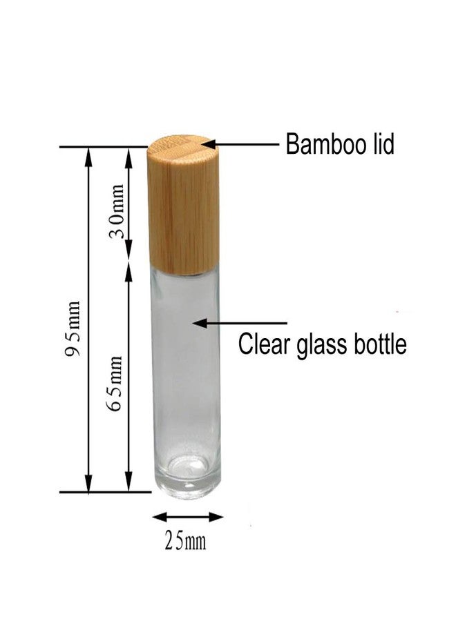 lasenersm 4 Pieces Roll On Bottles 15ml Clear Glass Roller Bottles with Bamboo Lid Empty Refillable Essential Oil Roller Bottles with Stainless Steel Roller Ball and 1 Piece 3ml Dropper - Image 3