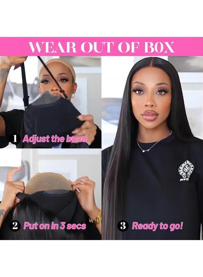 آي سي باروكة شعر بشري بدون غراء من Wear Go، مقطوعة مسبقًا، شعر بشري مستقيم شفاف عالي الدقة بدون غراء، باروكة شعر بشري مسبقة التبييض بعقد صغيرة للنساء ذوات البشرة السمراء، 180%، 18 بوصة - Image 2
