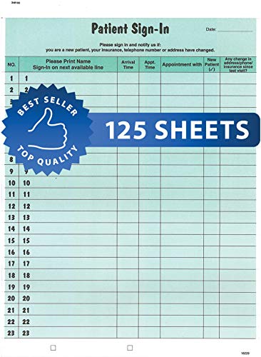 Tabbies Patient Sign-in Label Forms, Two-Part Carbon, 8.5 x 11.63, Green Sheets, 125 Forms Total - Image 1