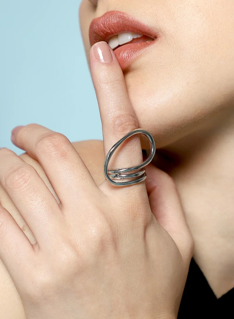 سوهي خاتم نسائي بتصميم ملتف بلون كروم معدني قابل للتعديل