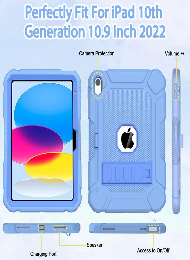 BMOUO جراب BMOUO لجهاز iPad الجيل العاشر 10.9 بوصة 2022، جراب iPad الجيل العاشر مع مسند وحامل قلم، جراب حماية متين مقاوم للصدمات لجهاز iPad الجيل العاشر، أزرق - Image 4