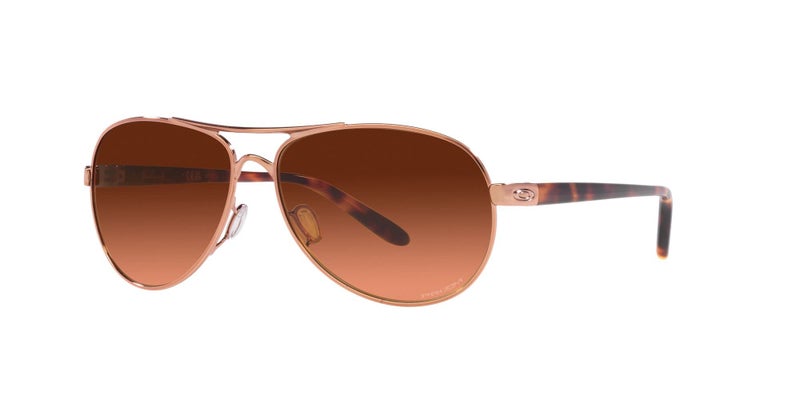 Oakley Women's OO4079 Feedback Aviator Sunglasses, Rose Gold/Prizm Brown Gradient, 59 mm - Image 2