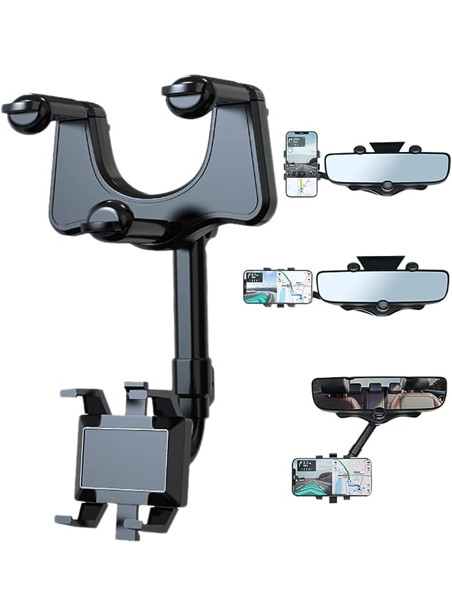 AUTOYSUR Mount for Car, 360°Rotatable and Retractable Car Phone Holder Mount Multifunctional Rearview Mirror Phone Holder Car Adjustable Cell Phone Holder for iPhone 13 12 11 Pro Max XR All Smartphones - Image 1