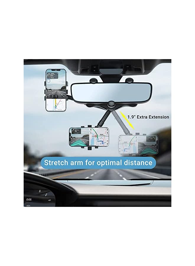 AUTOYSUR Mount for Car, 360°Rotatable and Retractable Car Phone Holder Mount Multifunctional Rearview Mirror Phone Holder Car Adjustable Cell Phone Holder for iPhone 13 12 11 Pro Max XR All Smartphones - Image 5