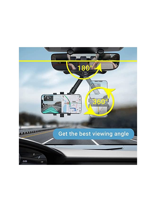 AUTOYSUR Mount for Car, 360°Rotatable and Retractable Car Phone Holder Mount Multifunctional Rearview Mirror Phone Holder Car Adjustable Cell Phone Holder for iPhone 13 12 11 Pro Max XR All Smartphones - Image 4