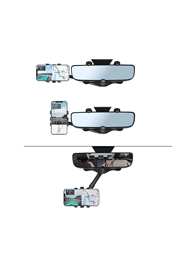 AUTOYSUR Mount for Car, 360°Rotatable and Retractable Car Phone Holder Mount Multifunctional Rearview Mirror Phone Holder Car Adjustable Cell Phone Holder for iPhone 13 12 11 Pro Max XR All Smartphones - Image 3