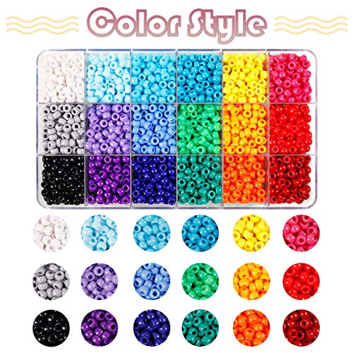 MAKERSLAND 2600+pcs Pony Beads Kit 18 Color Rainbow Plastic Multicolor Pony Bead Bulk with Elastic String Hair Beads DIY Crafts Jewelry Making Kit for Bracelets Necklaces Key Chain - Image 2