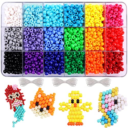 MAKERSLAND 2600+pcs Pony Beads Kit 18 Color Rainbow Plastic Multicolor Pony Bead Bulk with Elastic String Hair Beads DIY Crafts Jewelry Making Kit for Bracelets Necklaces Key Chain - Image 1