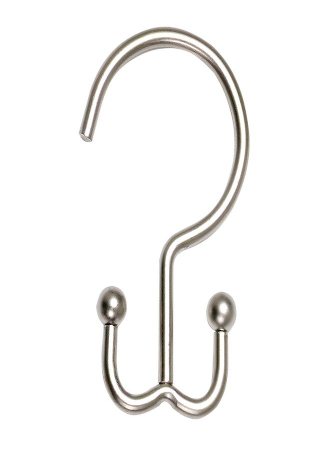 زينا هوم خطافات ستارة حمام مزدوجة من الألومنيوم المقاوم للصدأ من زينّا هوم، خطافات معدنية مزدوجة الجوانب مزخرفة لستارة الحمام، طقم من 12 قطعة، نيكل مصقول - Image 1