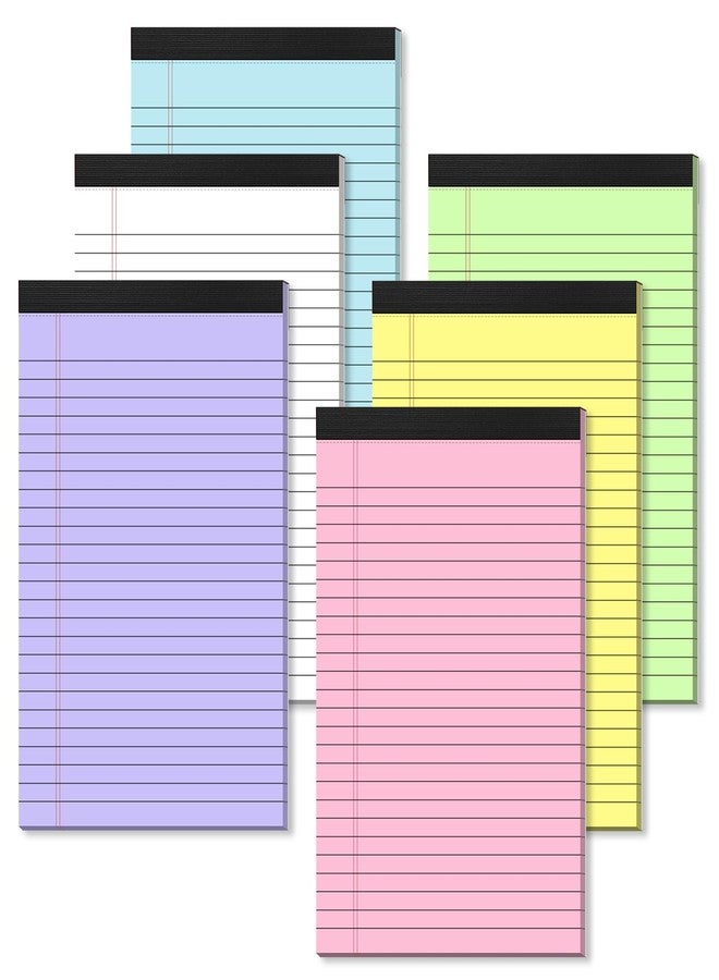Nichela 6 Pack Note Pads 5 x 8 Inch Colored Small Legal Pads 5 x 8 Pink Notepad Perforated Writing Pads 5 x 8 Lined Paper Pads of Paper Wide Ruled 30 Sheets Notebook To Do List for School, Office, Home - Image 1