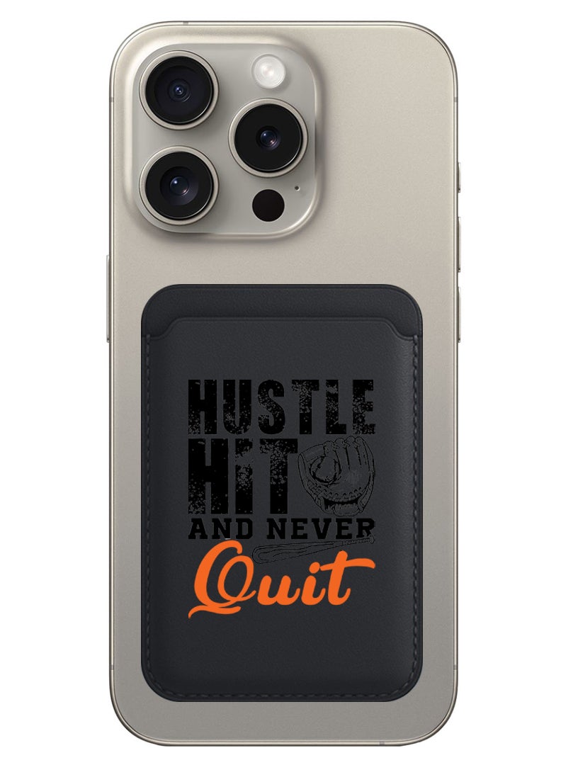 Theodor Magnetic Wallet, Compatible with MagSafe Wallet, for iPhone Wallet, for iPhone 16/15/14/13/12 Series, Not for iPhone 13/12 mini, 3 Card Holder, Vegan Leather, Black - Hustle hit and never quit black - Image 1