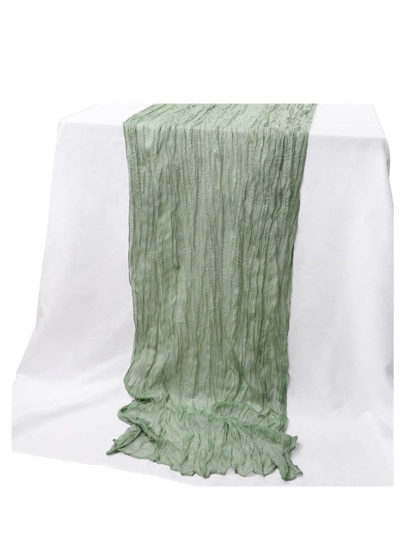 Translucent Table Runner Chessian Tablecloth for Wedding Reception Bridal Shower Party Decoration Table Centerpiece 90*400CM Green  - Image 2