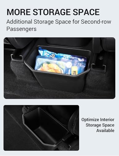 Basenor حاوية قمامة BASENOR 2025 2026 لطراز تسلا Y، منظم مركز المقعد الخلفي مع غطاء مضاد للانزلاق، صندوق تخزين خلفي للقمامة للمقعد الخلفي لطراز Y من 2020-2026 ملحقات إطلاق Juniper - Image 4