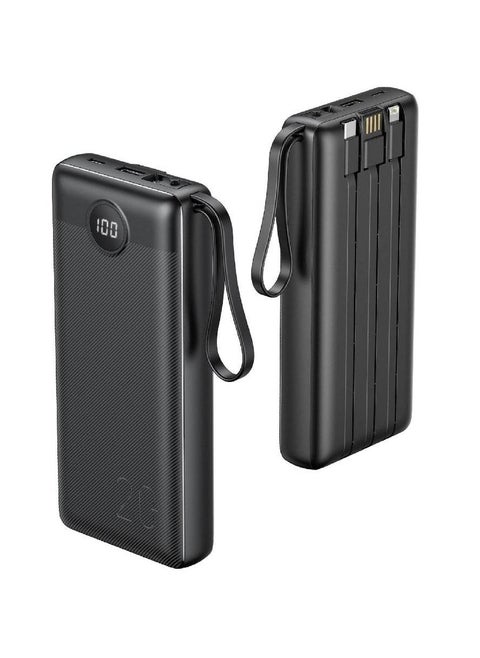 Power Bank 10000mAh with Built in Cables,VRURC USB C slim Portable Charger 5 Output & 2 Input LED Display External Battery Pack Chargers Compatible with iPhone,Samsung Cell Phones