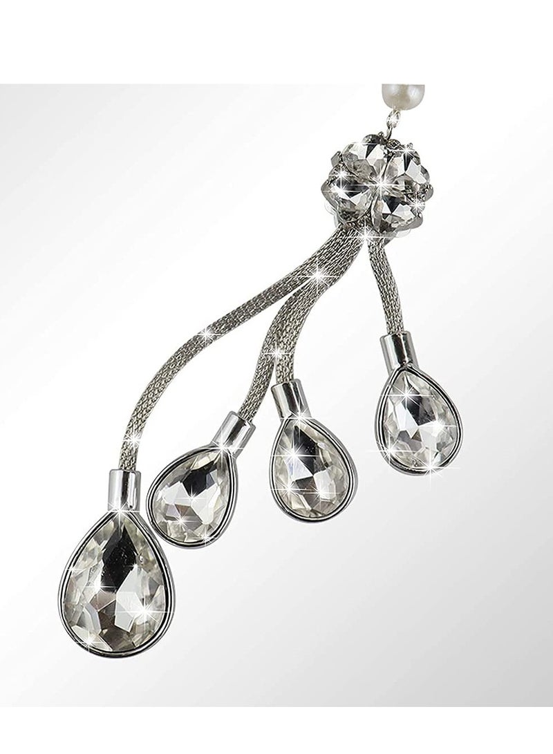 SYOSI Bling Car Decor Mirror Accessories Diamond Car Bling Teardrop shaped Car Pendant Crystal Meteor Decoration Car Rear View Mirror Charms Lucky Hanging View Charms Hanging Ornament - Image 5