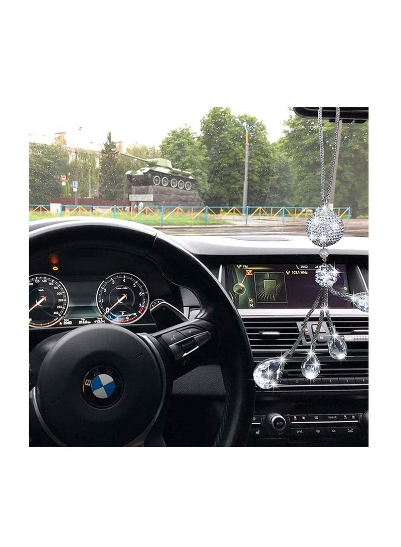 SYOSI Bling Car Decor Mirror Accessories Diamond Car Bling Teardrop shaped Car Pendant Crystal Meteor Decoration Car Rear View Mirror Charms Lucky Hanging View Charms Hanging Ornament - Image 3