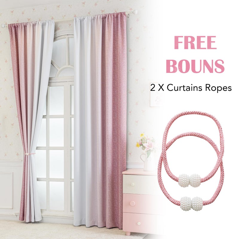 Geomoroccan Ombre 100% Blackout Curtains 84 Inches Long 2 Panels For Bedroom Living Room Pink White Gradient Patterned Room Darkening Thermal Insulated Rod Pocket Window Treatment Drapes - Image 5