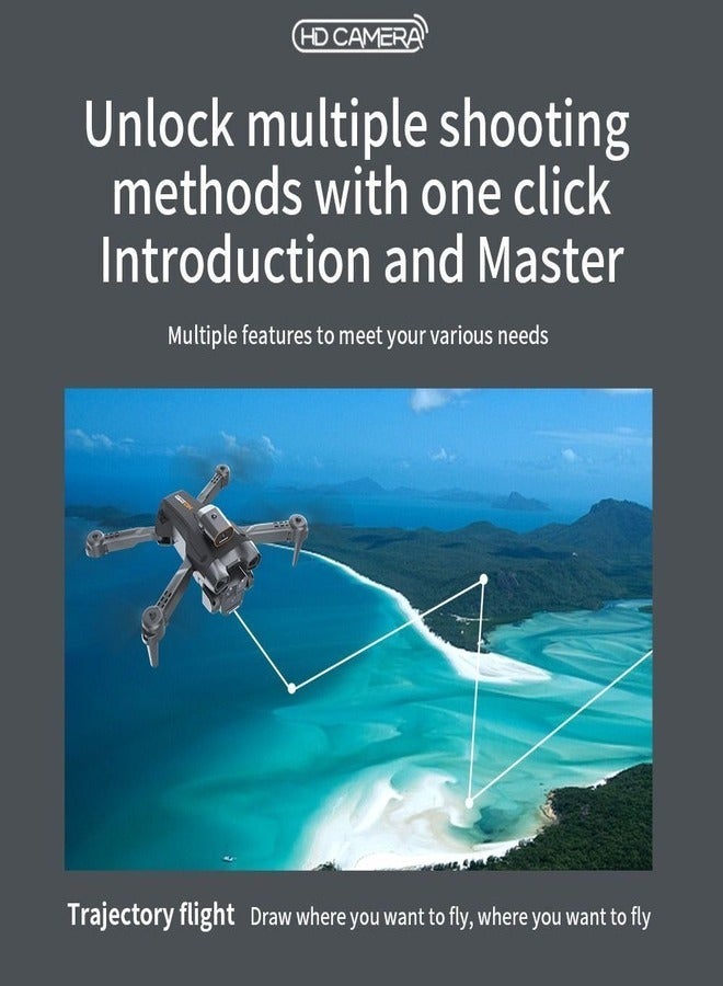 HD H12 DRONE CAMERA,FOLDING DESIGN, AL INTELIGENT CHIP,ONE CLICK TAKEOFF,REAL TIME TRANSITION, FLAGSHIP 3 CAMERA,HD SCREEN,SUPERSTRONG WIND RESISTANT,OPTICAL FLOW LOCALIZATION,360 DEGREE ROLL - Image 5