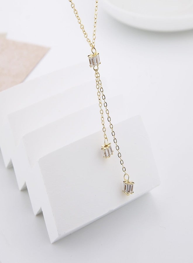 HZMAN Gold Necklace for Women Trendy Dainty Prom Crystal Y-Shaped Necklace Jewelry for Women Gifts - Image 5
