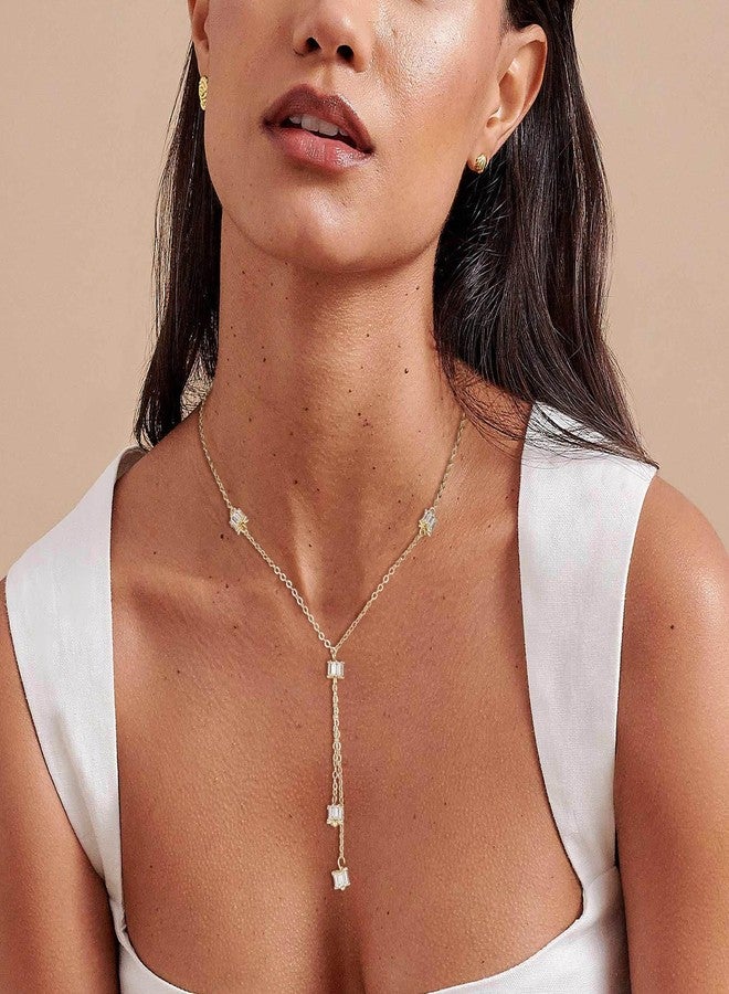 HZMAN Gold Necklace for Women Trendy Dainty Prom Crystal Y-Shaped Necklace Jewelry for Women Gifts - Image 2