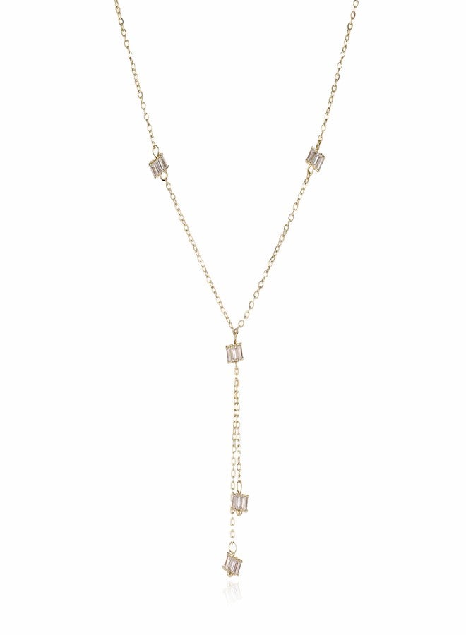 HZMAN Gold Necklace for Women Trendy Dainty Prom Crystal Y-Shaped Necklace Jewelry for Women Gifts - Image 1