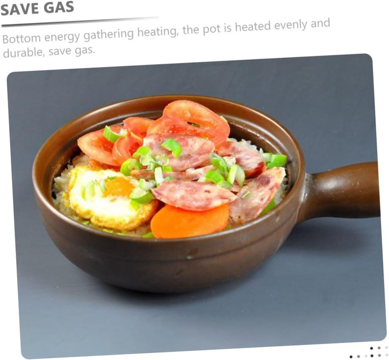 Angoily High Temperature Resistant Ceramic Casserole Pot with Lid Traditional Small Lithium Porcelain Cooking Pot for Household Rice Noodles Stews Kitchen Cookware with Side Handles for - Image 2