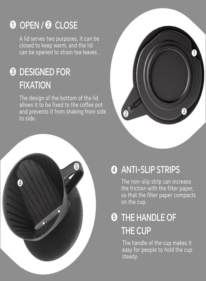 Ideus Insulated Pour Over Coffee Maker Set 20oz, Stainless Steel Coffee Pot Pour Over Set Camp Coffee Carafe BPA-Free with Dripper and Tea Infuser for Home, Office & Camping (Black) - Image 4