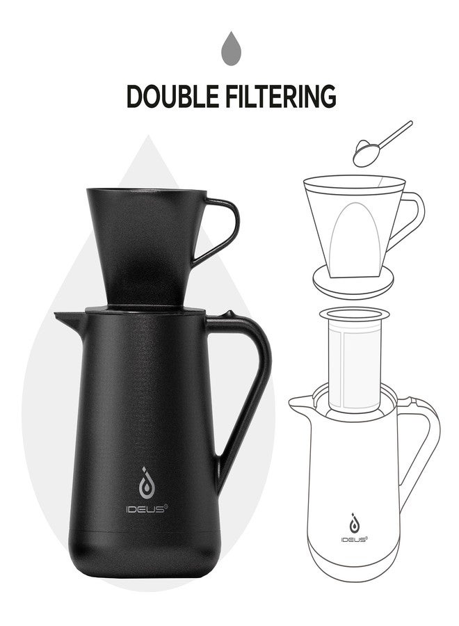 Ideus Insulated Pour Over Coffee Maker Set 20oz, Stainless Steel Coffee Pot Pour Over Set Camp Coffee Carafe BPA-Free with Dripper and Tea Infuser for Home, Office & Camping (Black) - Image 5