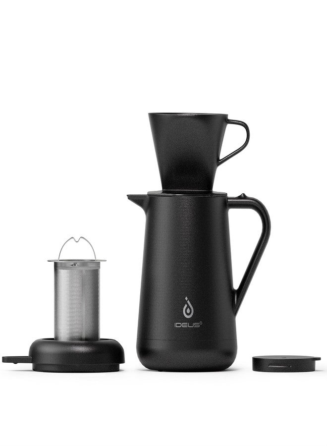Ideus Insulated Pour Over Coffee Maker Set 20oz, Stainless Steel Coffee Pot Pour Over Set Camp Coffee Carafe BPA-Free with Dripper and Tea Infuser for Home, Office & Camping (Black) - Image 1