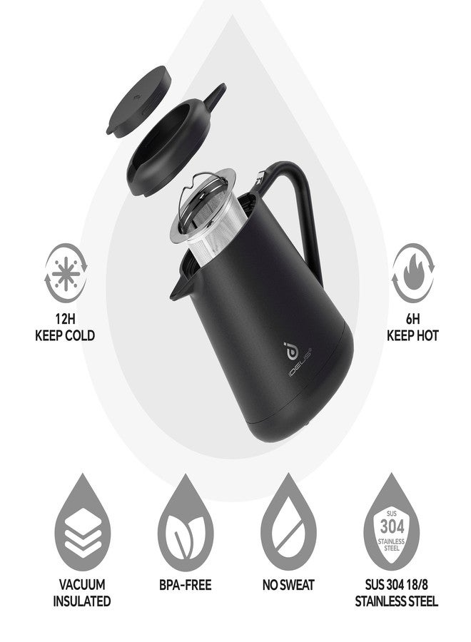Ideus Insulated Pour Over Coffee Maker Set 20oz, Stainless Steel Coffee Pot Pour Over Set Camp Coffee Carafe BPA-Free with Dripper and Tea Infuser for Home, Office & Camping (Black) - Image 2