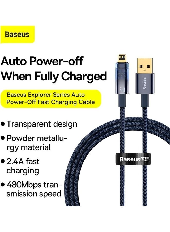 بيسوس كابل شحن سريع USB إلى Lightning لهاتف iPhone 14 Pro Max سلك نقل البيانات مع إيقاف التشغيل التلقائي لهاتف iPhone 14 13 12 11 Pro Max Mini XS Plus 2.4A - Image 2