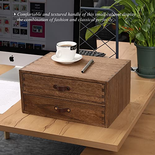 DDYURI Wood 2 Drawer Desktop Organizer Cabinet - Desk Storage Box for Kitchen Counter, Dresser Tabletop - Wooden File Organizer Printer Machine Stand for Office Accessories Chest Dark (FAX2C-DK) - Image 2