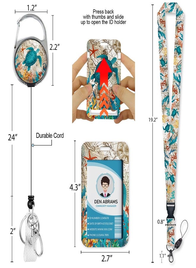 Piefly Lanyards for Id Badges, Badge Holder with Retractable Reel Clip, Sea Turtle Cute Card Name Tag Lanyard Vertical ID Card Protector Case for Women Nurse Nursing Doctor Teacher Student Kids - Image 5