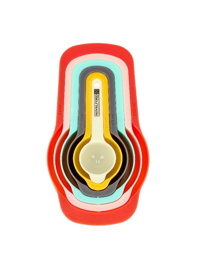 Royalford 6 pcs Measuring Spoon Set, Premium Quality Plastic Measuring Set Perfect for All Kitchen, Baking and Cooking Needs| Easy to Store and Stackable Design| Multi-Color | RF10556 - Image 1