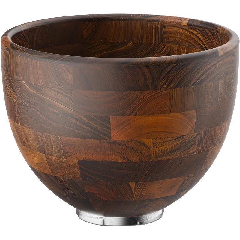Cofun Premium Wood Mixing Bowl, Compatible with 4.5-5 Qt Tilt-Head Stand Mixers, Natural True Wooden Bowls, 5 Qt Kitchen Aid Bowls for Mixer with Stainless Steel Locking Base - Image 1