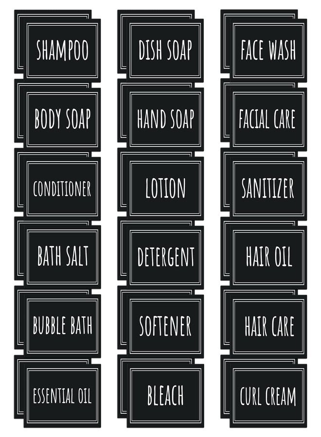 Segbeauty Soap Dispenser Waterproof Labels, 36 Packs Self-Adhesive Minimalist Labels Stickers for Bottles, Farmhouse Bathroom Kitchen Laundry Removable Cleaning Label for Shampoo Dish Soap Deter-Gent - Image 1