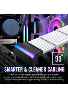 Y&D ATX 24-pin 90 Degree Power Connector 5V 3 Pin ARGB Rainbow Female to Male Adapter for Computer Motherboard Supply, Black  - Image 2