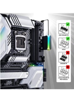 Y&D ATX 24-pin 90 Degree Power Connector 5V 3 Pin ARGB Rainbow Female to Male Adapter for Computer Motherboard Supply, Black  - Image 5