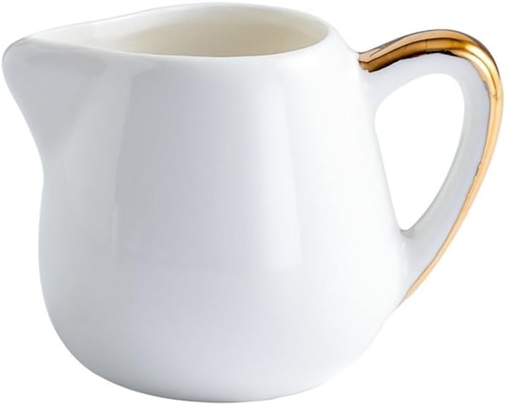 Gravy saucer Creative Coffee Milk Jug With Gold Rim Handle Home Ceramic Boat Sauce Pot Boats(Large) - Image 1