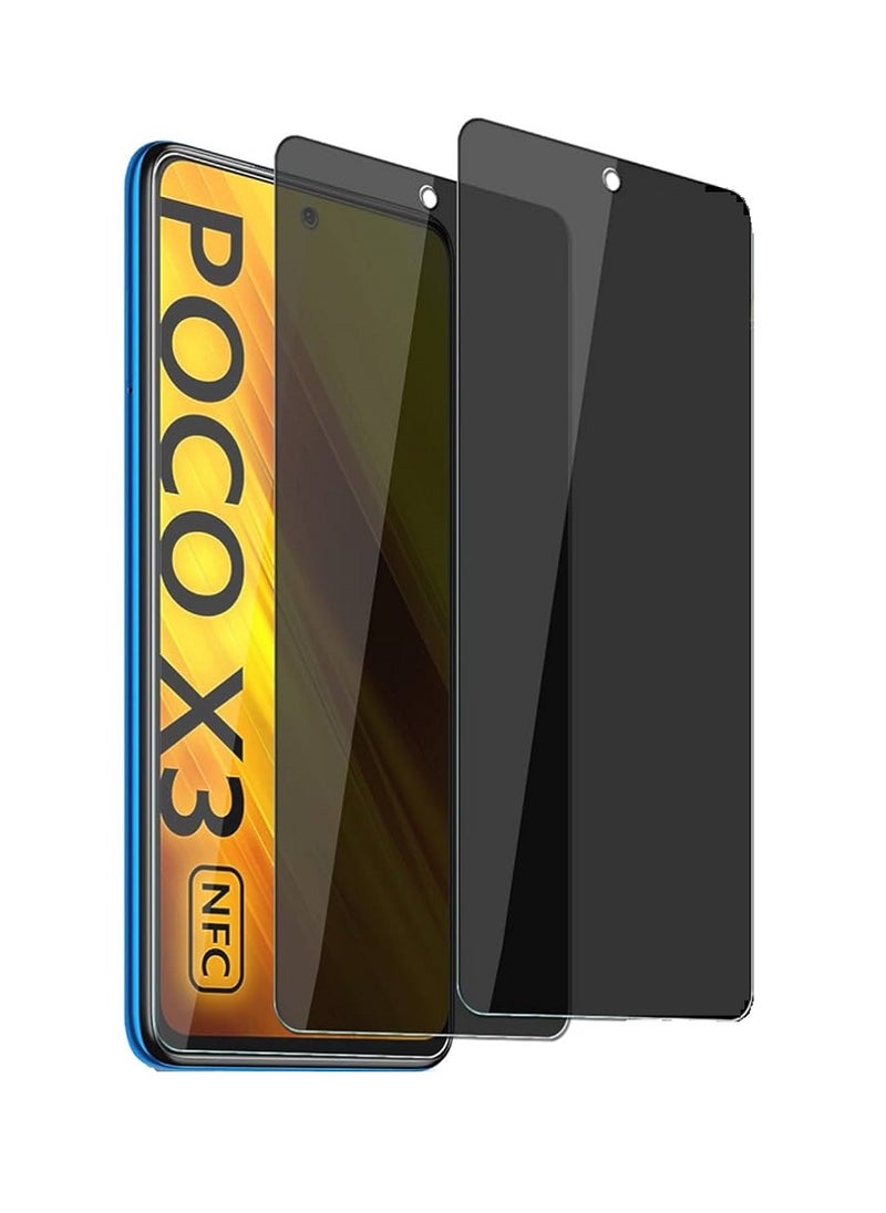Super 2 Pieces Tempered Glass Screen Protector Anti-Spy Privacy Designed For Xiaomi Poco X3 Full Screen Coverage And Bubble Free - Image 1