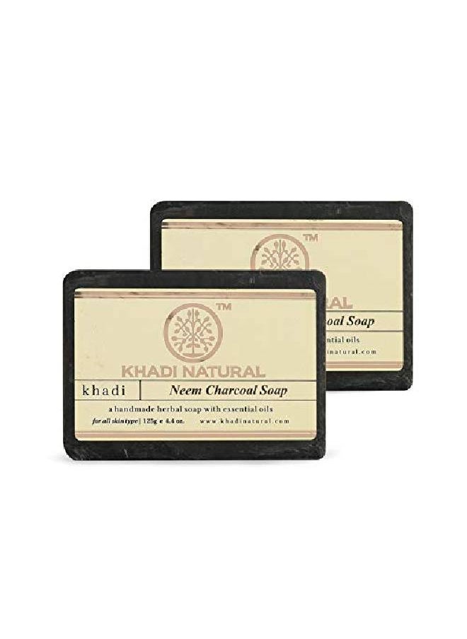 Khadi Natural Herbal Neem Charcoal Soap 125 G (Pack Of 2)  - Image 2