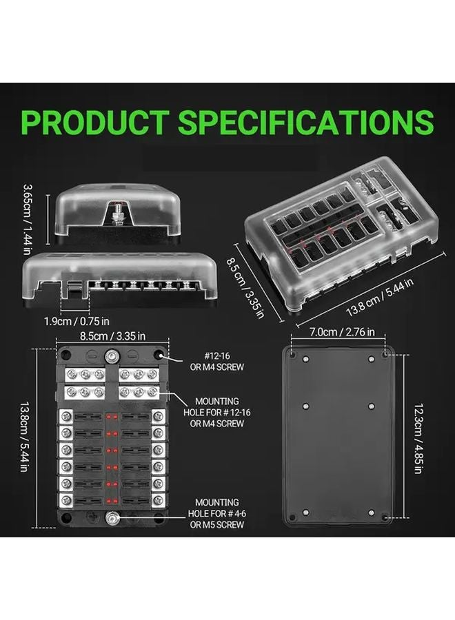 12V 6 Way Heavy Duty Fuse Box With LED Indicator Light For Car Truck Boat - Image 4