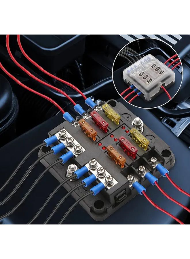 12V 6 Way Heavy Duty Fuse Box With LED Indicator Light For Car Truck Boat - Image 5
