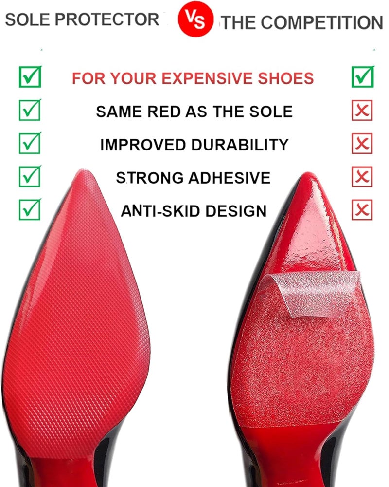 CZBYXA12 Red Bottom Shoe Sole Protector,Sole Guard - Non-Slip Shoe Pads | Compatible with Christian Louboutin Heels | Smooth Surface Traction | Scratch Prevention(8"x4" 2Pairs) - Image 3