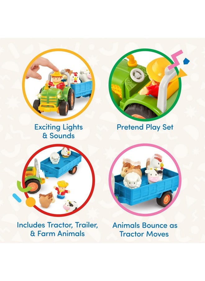 BATTAT - - Farm Toys For Toddlers, Kids - Lights & Sounds Toy Tractor - 7Pc Pretend Play Set - Tractor, Trailer, Farm Animals - 18 Months + - Farming Fun Tractor - Image 1
